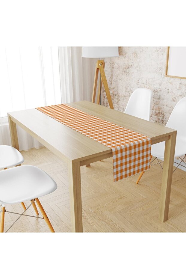 Evmila Orange Gingham Pattern Runner Llrn 167 - 1