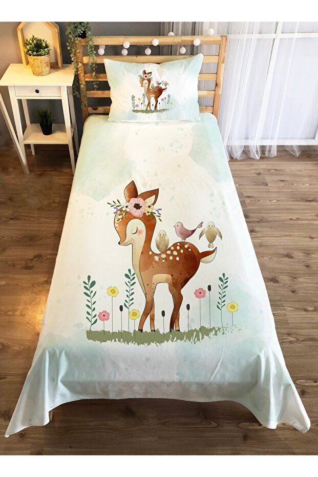 Evmila Decorative Deer Patterned Children's Bedspread