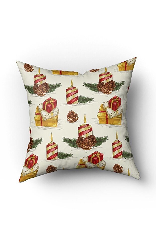 Christmas Themed Gift Box Patterned Velvet Throw Pillow Case