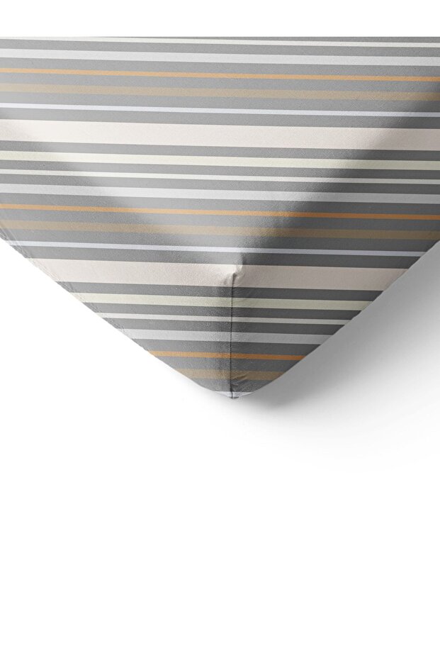 Line Patterned Printed Single Elastic Sheet Set - 2