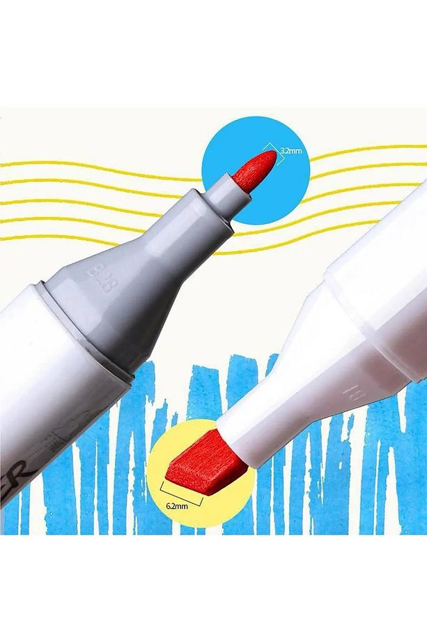 Marker Kalem Profesyonel Çift Taflı Keçeli Boya Kalemi 12 li Yüksek Kalite Touch Room Two Nip Marker - 5