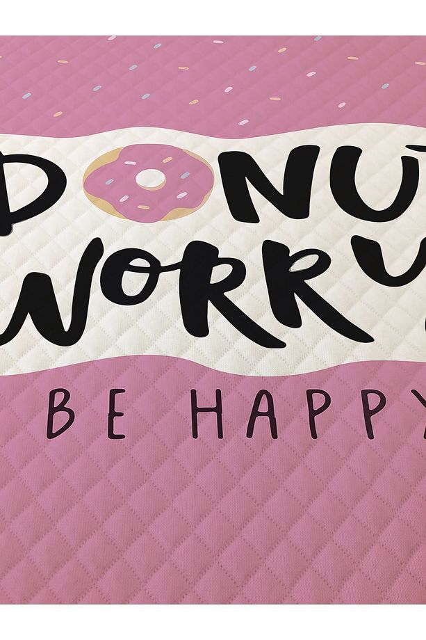 Donut Desenli Genç Ve Çocuk Baskılı Tek Kişilik Pike Takımı 160x230 Pembe - 2