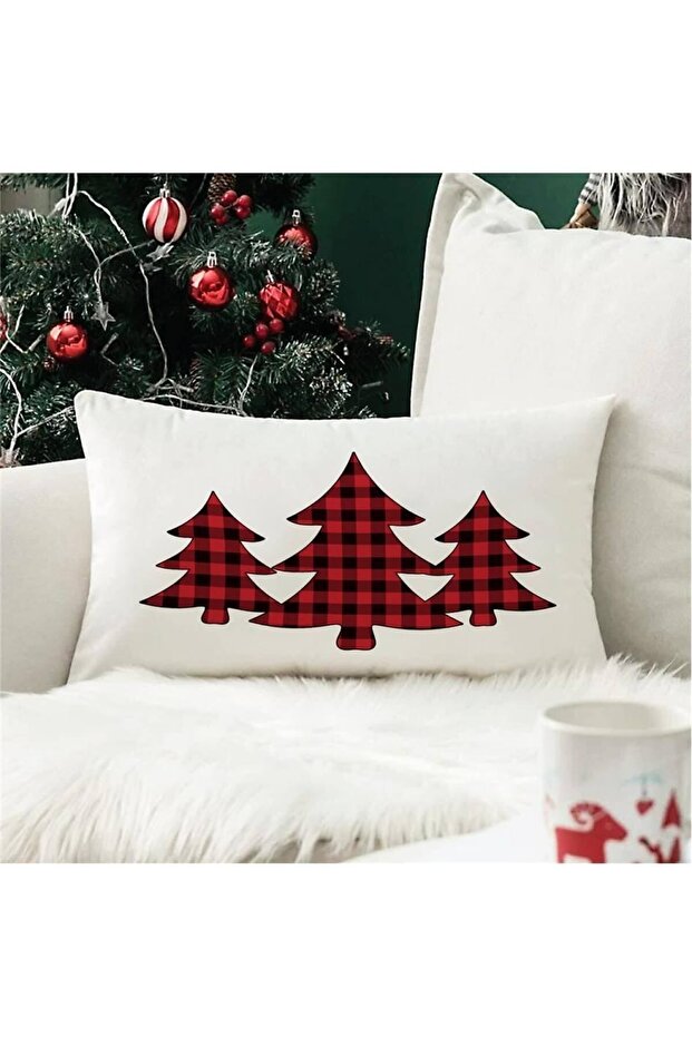 New Year's Special Tree Patterned Rectangular Throw Pillow Cover - 1