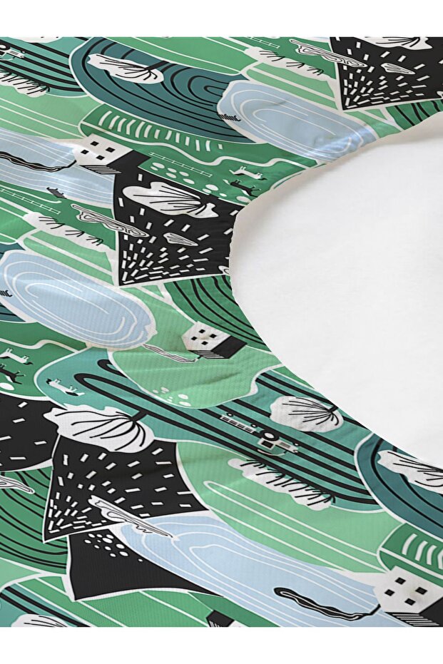 Mountain Pattern Printed Single Elastic Sheet Set - 2