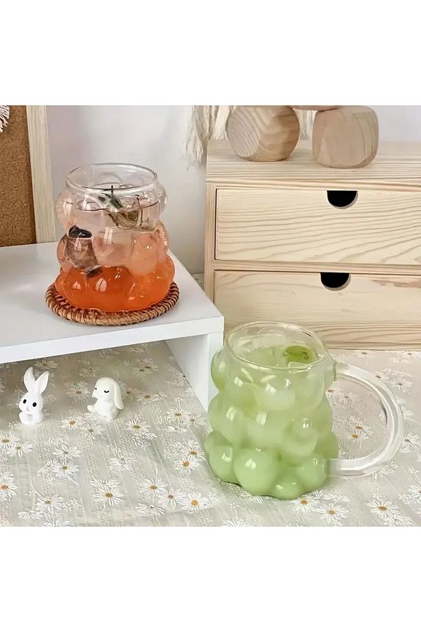 Üzüm Model Kulplu Kupa Bardak Borosilikat Kokteyl ve Soğuk-Sıcak Kahve Bardağı Pipet Hediyeli 350 Ml - 3