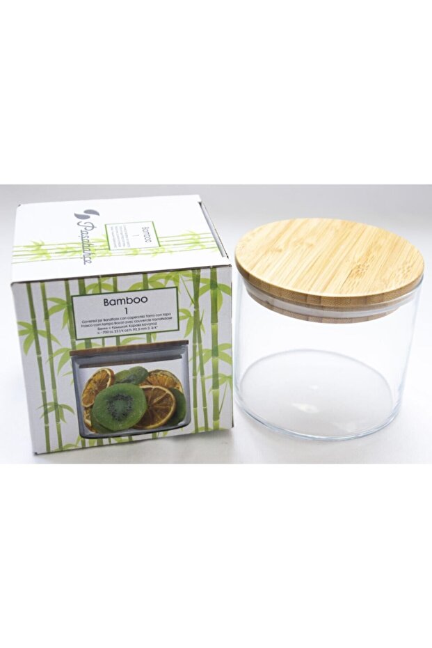 حاوية تخزين سيليكون خشبية من الخيزران مع غطاء 43663