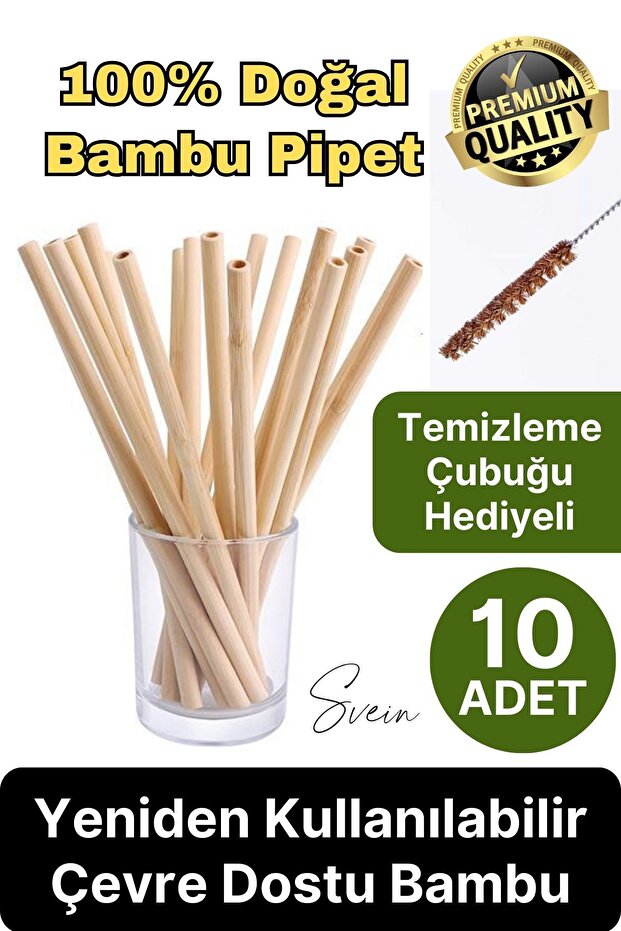 Custom Production Bamboo 10 Pcs Natural Healthy Reusable Washable Eco-Friendly Straw