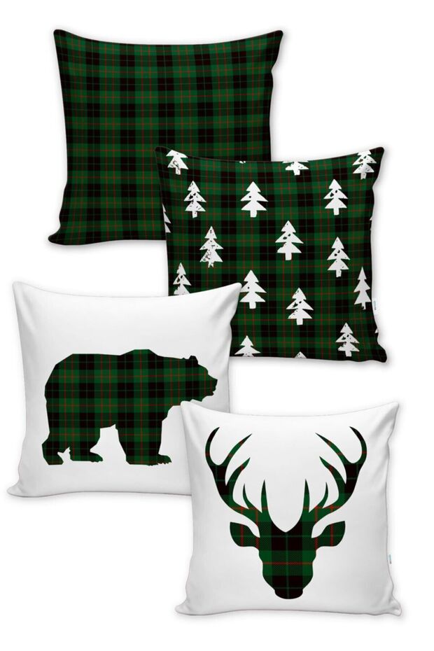 Evmila Christmas Patterned - 4-Piece Throw Pillow Cover Set