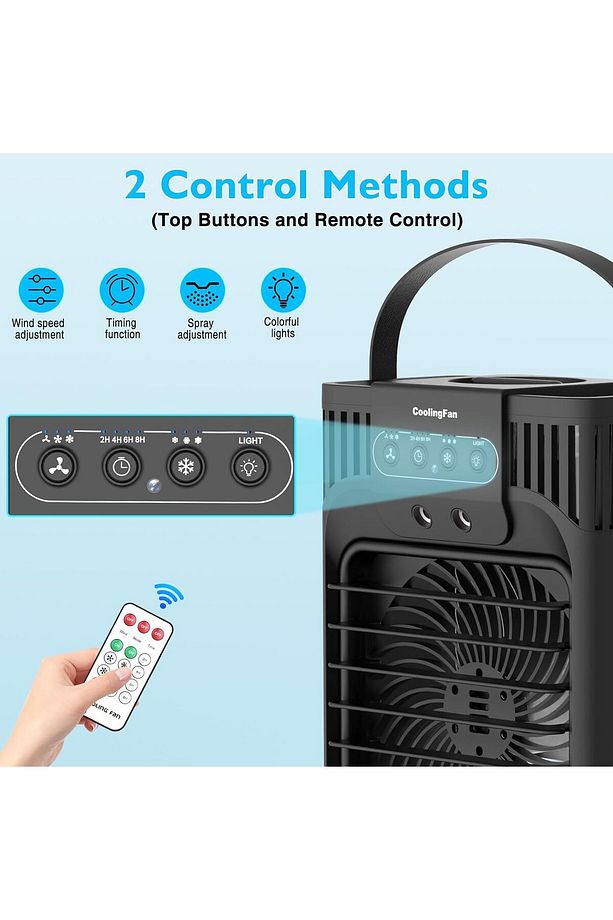 Mobil Klima, 4'ü 1 Arada Hava Soğutucu, 1200 ml Su Tankı, 3 Hız, 3 Sis Modu, LED Işıklı, Zamanlayıcı - 5