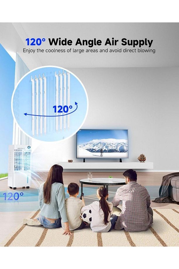 Taşınabilir Su Soğutmalı Klima Ventilatörü, Soğutucu, 24 Saat Zamanlayıcı, 3 Mod, 120° Salınım - 4