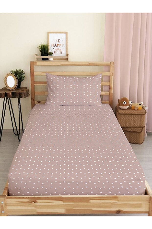 Triangle Patterned Printed Single Elastic Sheet Set - 1
