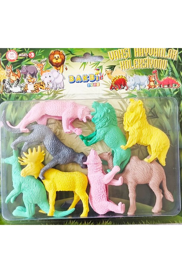 Vakumlu Kartelada 8'li Safari Vahşi Hayvanlar Leopar Ayı Aslan Köpek Çita Geyik Kanguru Deve - 2