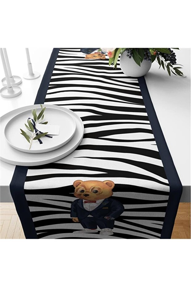 Teddy Patterned Velvet Runner - 1