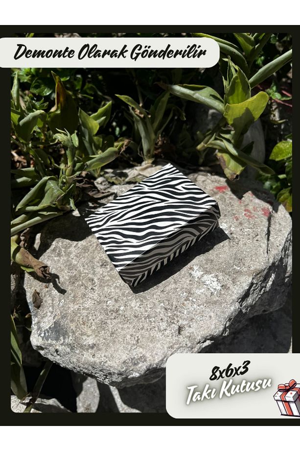 8x6x3 - Zebra Desenli Süngerli Takı Kutusu | [demonte 25 Adet] - 5