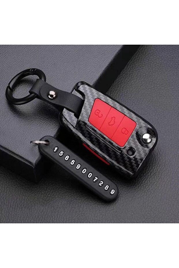 Volkswagen-seat-skoda Switchblade Black-red Carbon Key Case