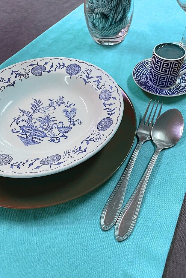 عداء برشلونة مخملي مستطيل باللون الفيروزي - 4