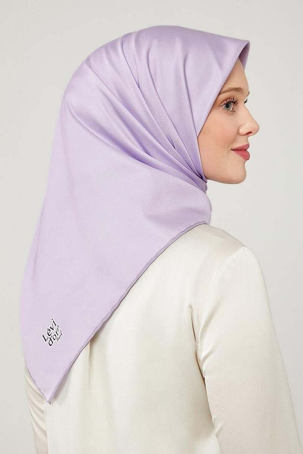 Lila Düz Renk Trend Twill Polyester Eşarp - 1