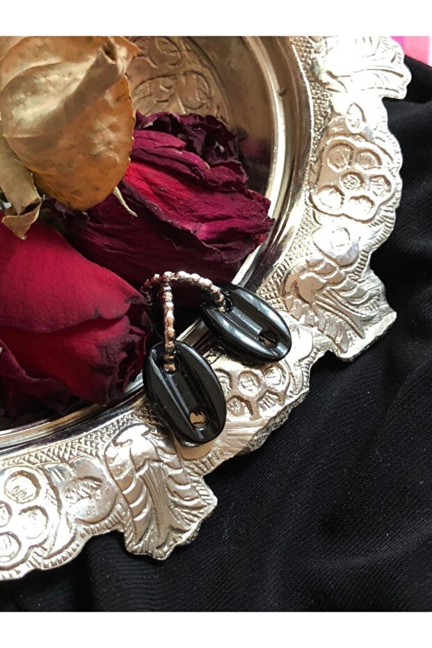Shiny Black Color Antiallergic Sailor Knot Earrings