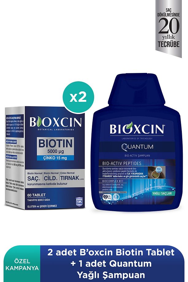 Bıoxcın Bıotın 5000 Mcg 60 Tablet + Quantum Şampuan 100 Ml - 1