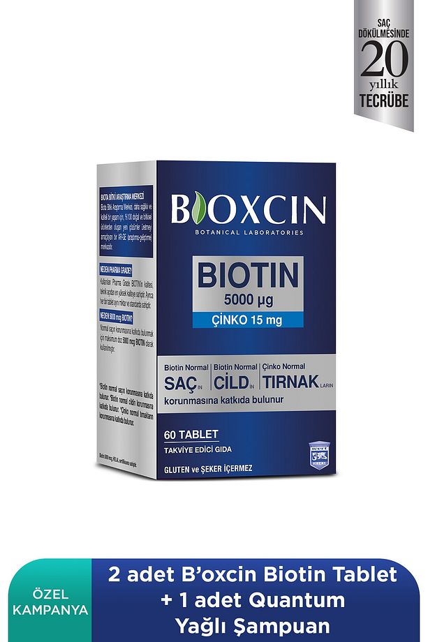 Bıoxcın Bıotın 5000 Mcg 60 Tablet + Quantum Şampuan 100 Ml - 2