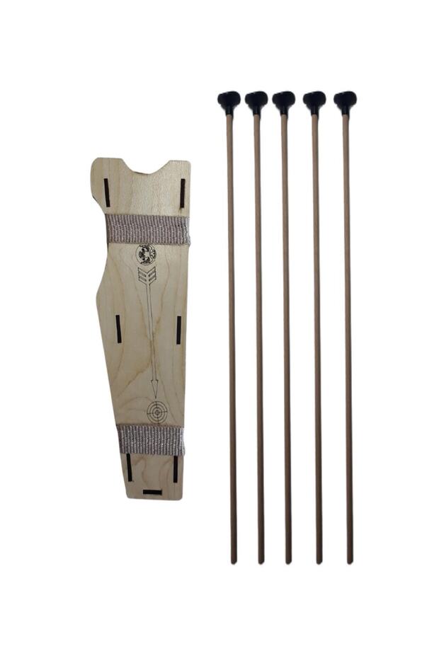 5 Spare Arrows and Wooden Quiver from Natural Hornbeam (Beech) Wood
