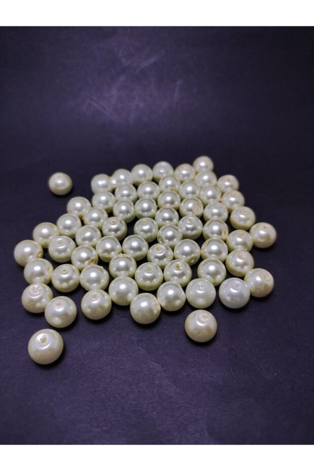 Glass Pearl Beads Cream Color 8mm 100 gr