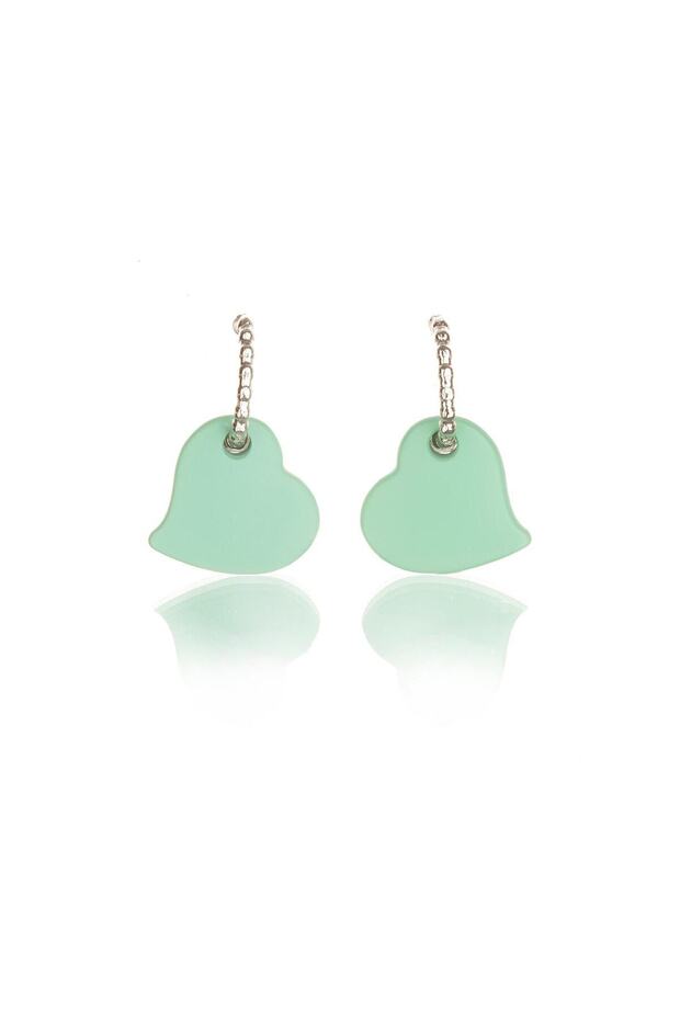 Water Green Color Antiallergic Heart Earrings