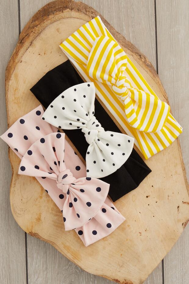 Handmade Soft Bow Tied Natural 100% Cotton Combed Cotton 3-Piece Baby Kids Girls Bandana Set