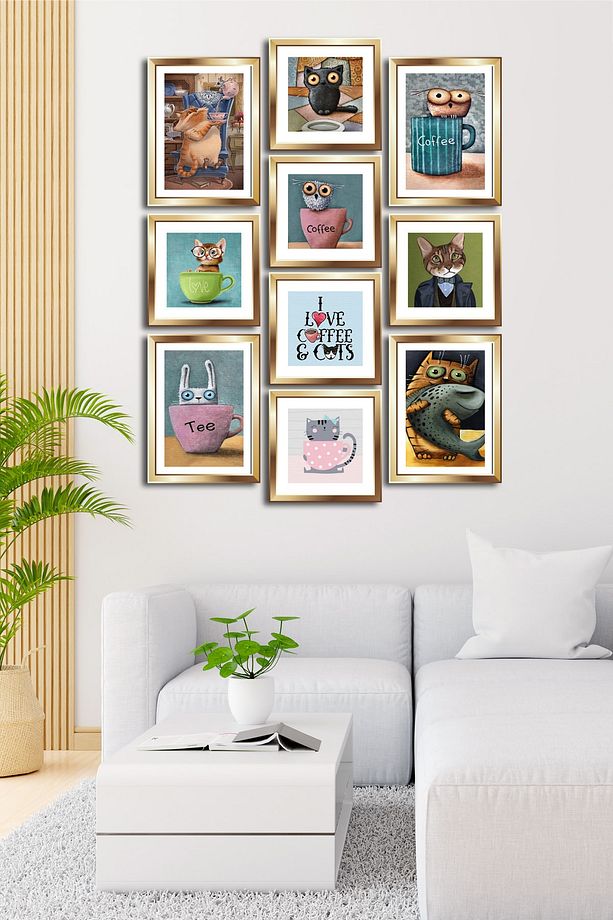 10 Parçalı Çerçeve Görünümlü Mdf Tablo Seti Flm037 - 1