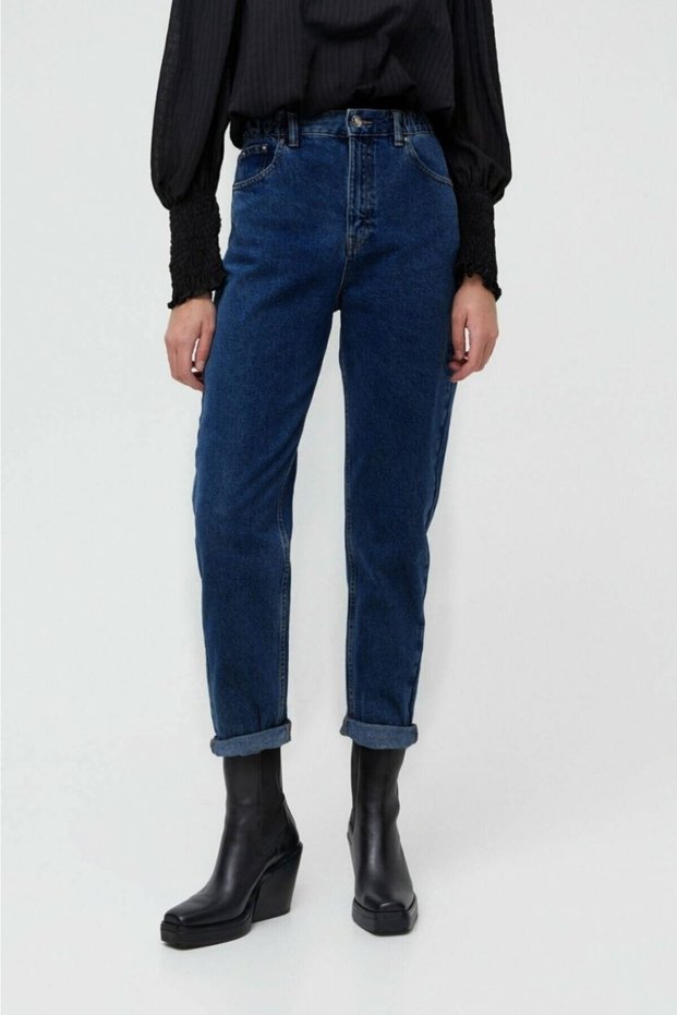 90's Dark Blue High Waist Mom Jeans