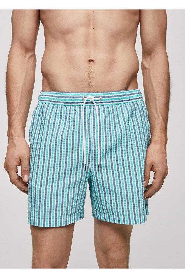 Striped Drawstring Swimsuit - 6