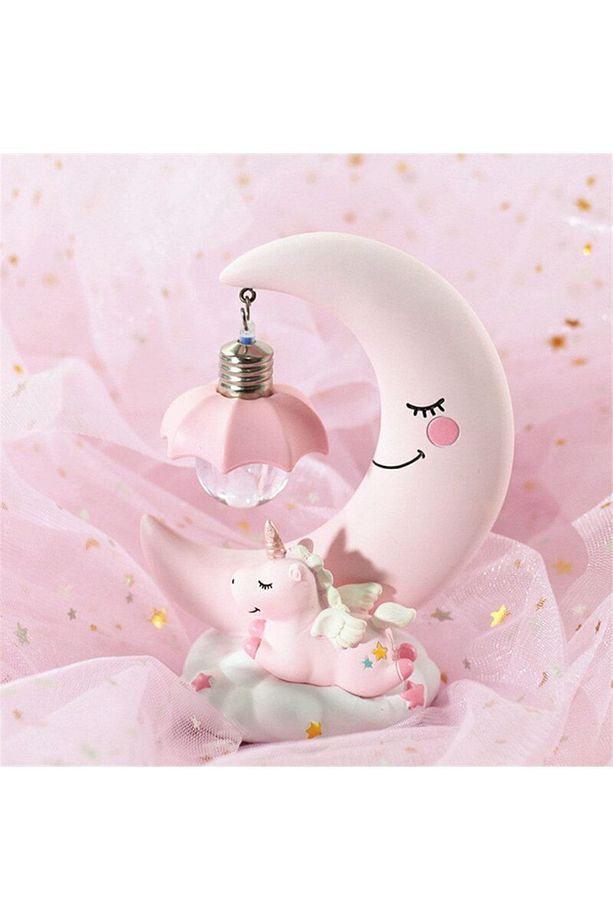 Dekoratif Ay Dede Ve Minik Unicorn Temalı Masa Lambası Ve Biblo - 5