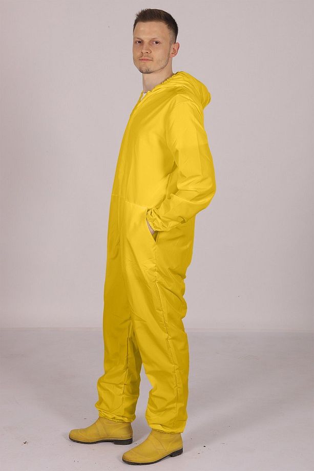 Sarı Işçi Tulumu Balıkçı Çiftçi Bahçıvan Kuaför Laboratuvar Sıvı Itici Terletmez Kumaş Unisex - 1
