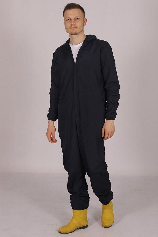 Lacivert Işçi Tulumu Balıkçı Çiftçi Bahçıvan Kuaför Laboratuvar Sıvı Itici Terletmez Kumaş Unisex - 1