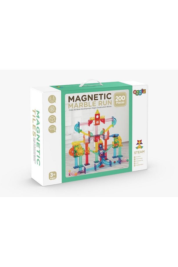 Marble Run 200 Parçalı Premium Manyetik Oyuncak/bloklar Seti 7 Adet Top | Steam, Eğitici Bloklar - 3