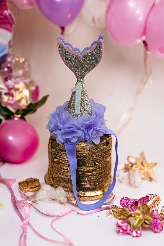 1 year birthday crown mermaid tail lilac