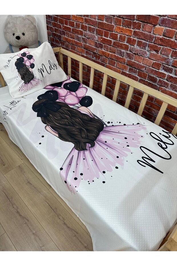 Evshomes Balloon Girl Digital Print Quilted Pique Set