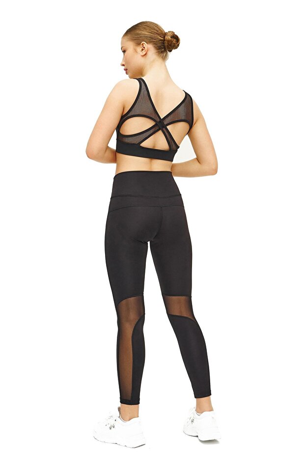 Strappy Back Tulle Detailed Sports Bra Bra