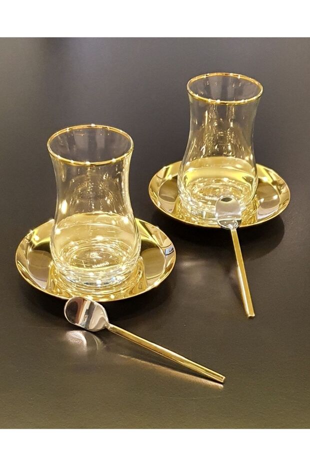 Rio Steel Tea Set for 6 People 18/10 (Titanium and Gold Details)