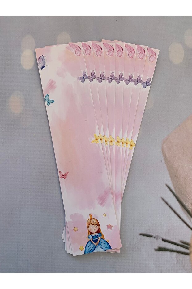 Princess Model Pacifier Chain Card - Pink Background Butterfly Figure / 5.5-24 CmSize - 30 Pieces