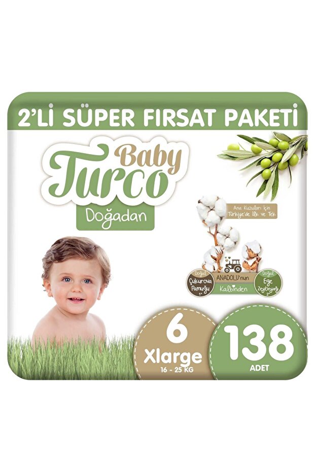 Doğadan 2-Pack Super Opportunity Package Baby Diaper Size 6 Xlarge 138 Pieces