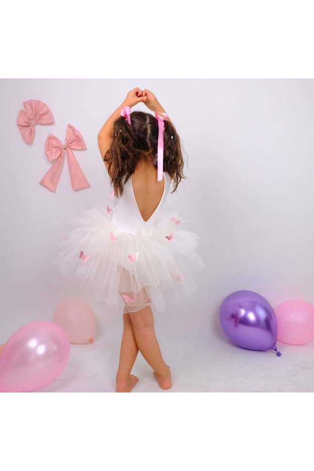 Girl's Butterfly Detailed Tutu Skirt Ballerina Dress