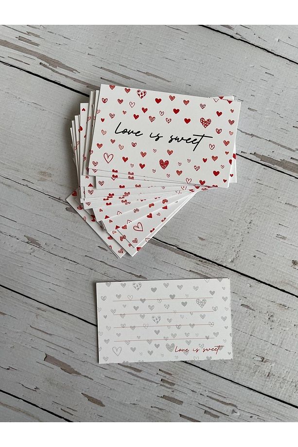 Sevgililer Günü Kart Ve Etiket Seti - Love Is Sweet 25'er Adet Opak Sticker Ve Kart Seti - 3
