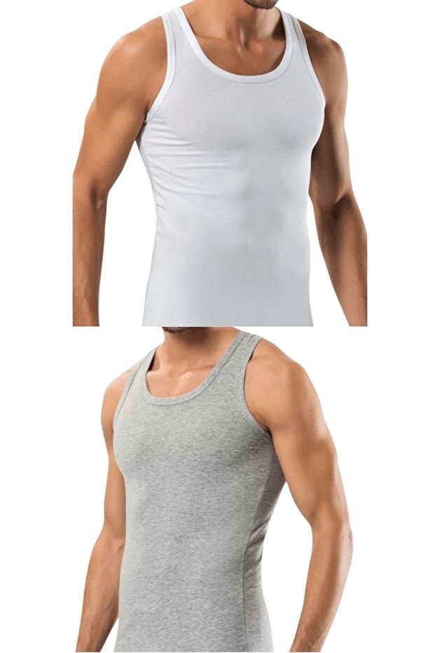 2 Pieces Men's Slim Fit Narrow Cut Stretch Fabric Sports Tank Jersey (Rambo Tank Tops)