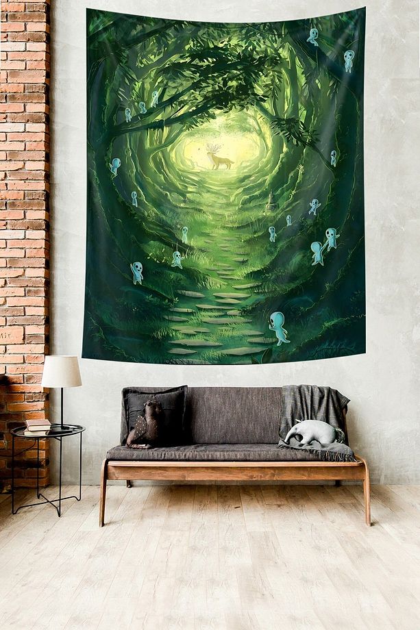İskandinav Ormandaki Geyik Yıkanabilir Leke Tutmaz Kumaş Duvar Örtüsü Duvar Halısı Tapestry - 3