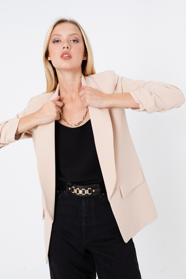 Kadın Bej Blazer Ceket - 1