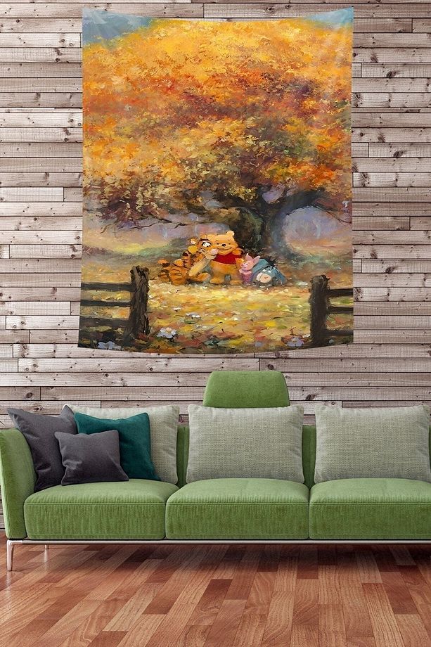 Winnie the Pooh Karakterleri Leke Tutmaz Kumaş Duvar Örtüsü Duvar Halısı Tapestry - 3