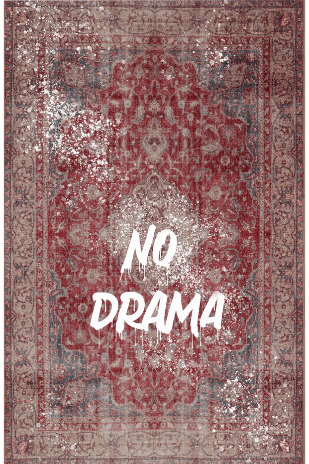 Written Collection Burgundy Motif No Drama Written Patterned Modern Decorative Carpet 02