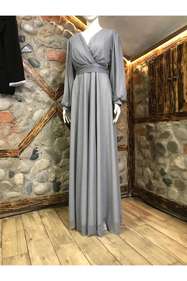 Gri Abiye Elbise - 2