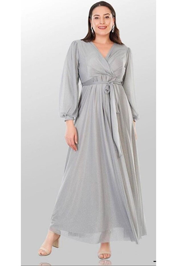 Gri Abiye Elbise - 3